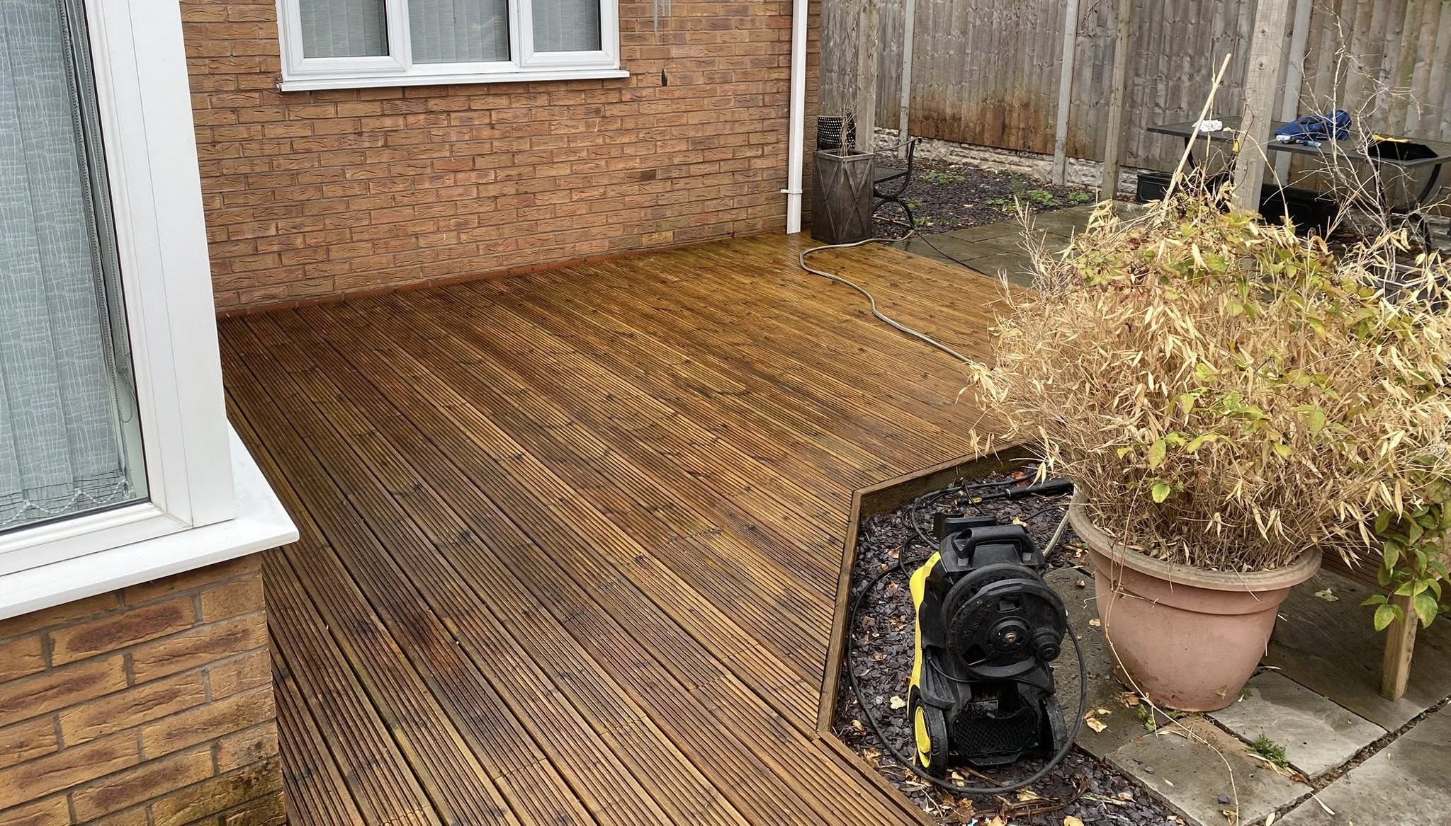 Decking after cleaning by CG Jetwashing